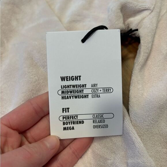 TNA Aritzia Towel Terry Midweight pale pink/beige crewneck sweatshirt NWT - Picture 6 of 6